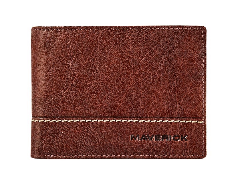 Leather billfold RFID with coin pocket - brown
