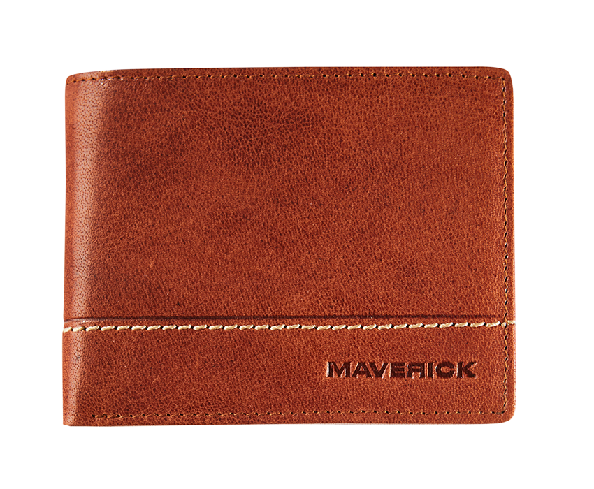 Leather billfold RFID with 2 banknote pockets - cognac