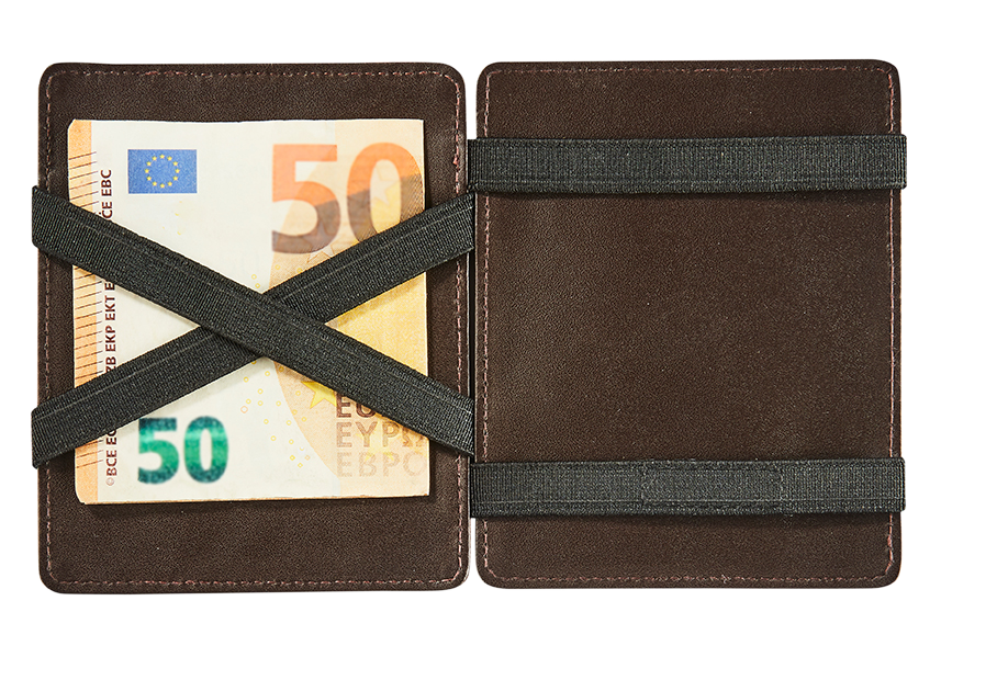 Afbeelding binnenkant van Leather magic wallet RFID with card holder - brown