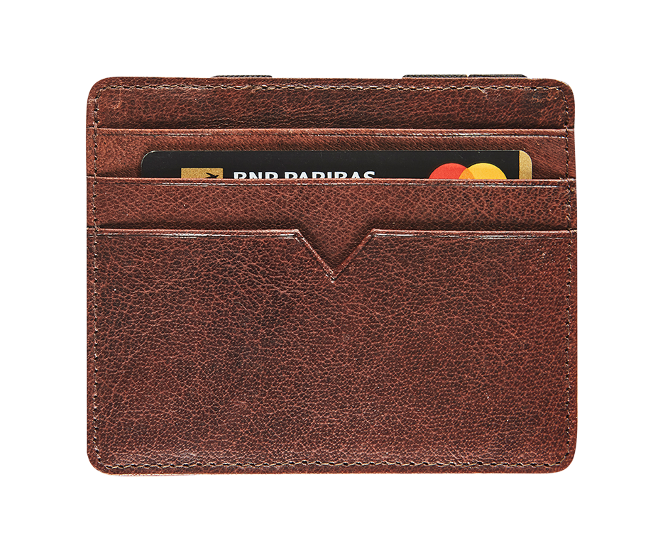 Productafbeelding Lederen magic wallet anti-skim met kaarthouder - bruin