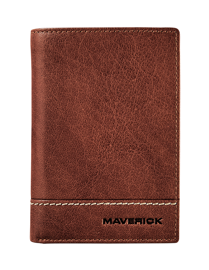 Leather wallet RFID for extra cards - brown