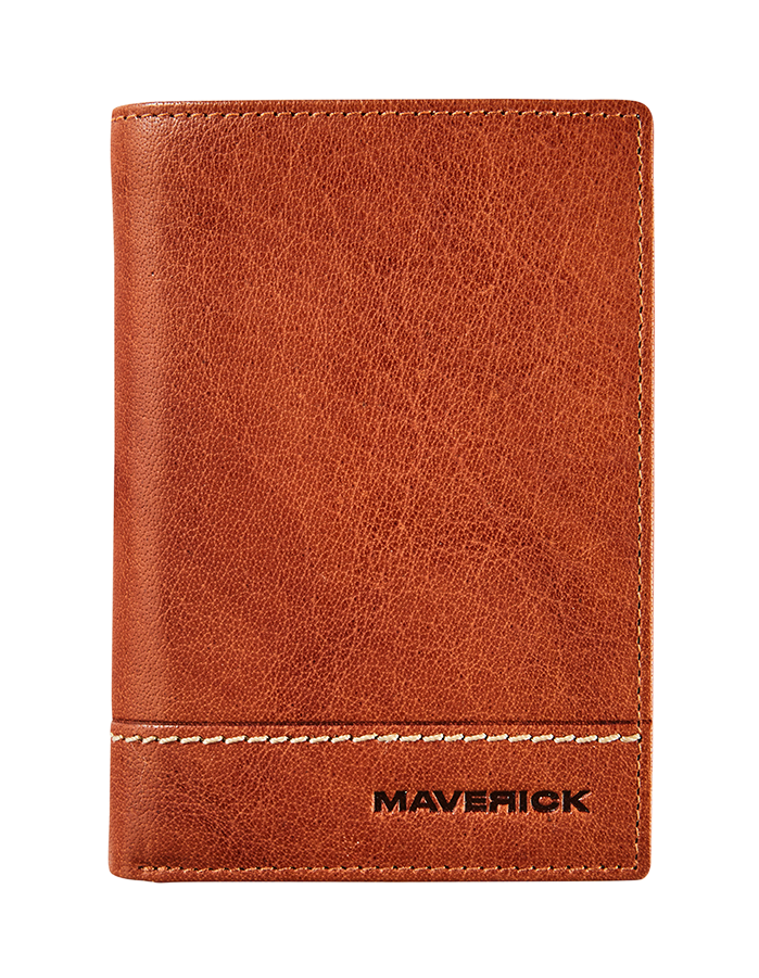Leather wallet RFID for extra cards - cognac