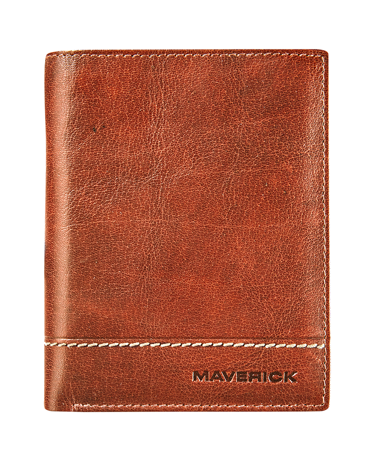 Leather wallet RFID with coin pocket - cognac