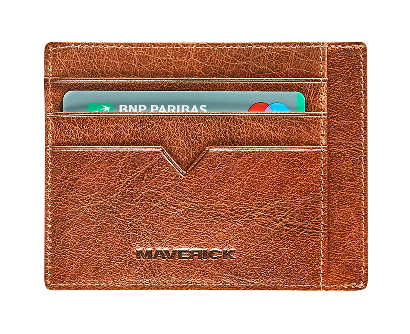Afbeelding binnenkant van Leather pocket wallet RFID - cognac