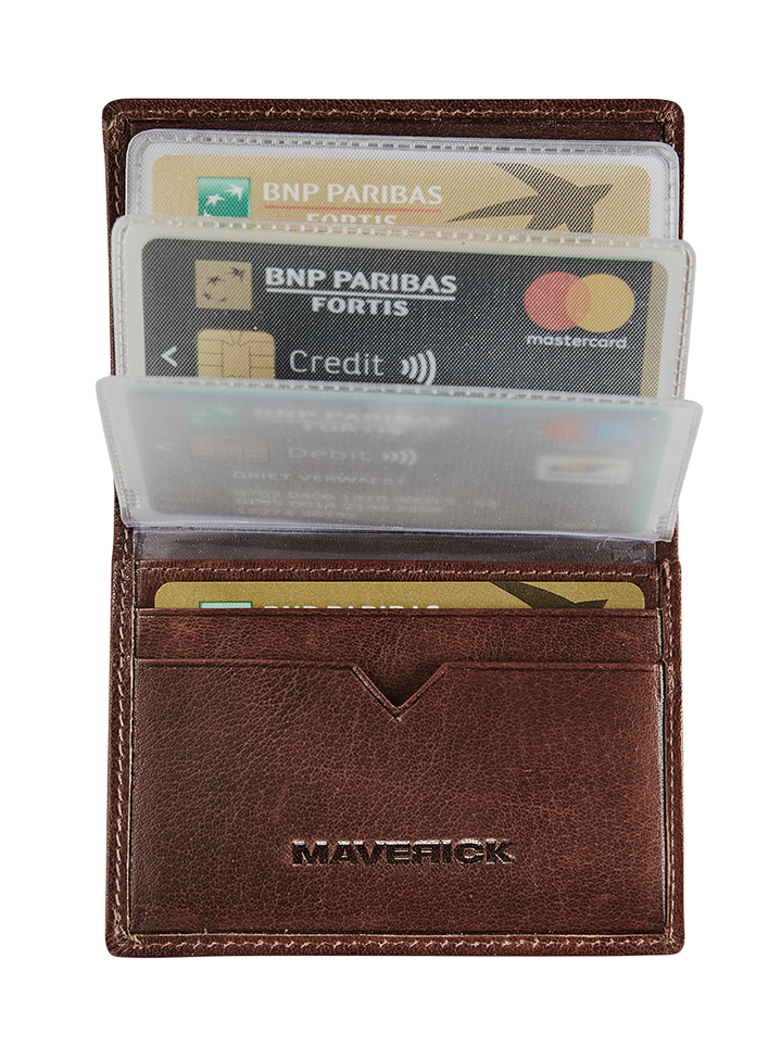 Afbeelding binnenkant van Leather creditcard holder RFID for 14 cards - brown