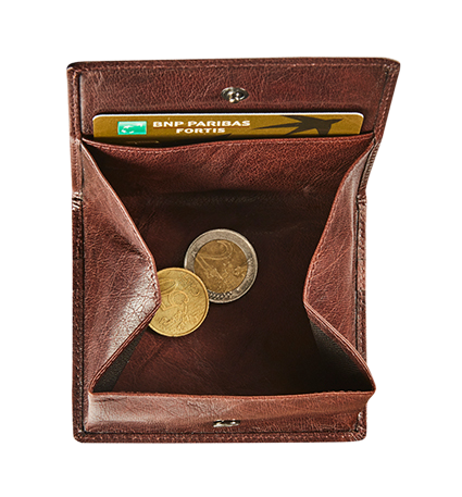 Afbeelding binnenkant van Lederen geldbeugel met kredietkaartvakken anti-skim - bruin
