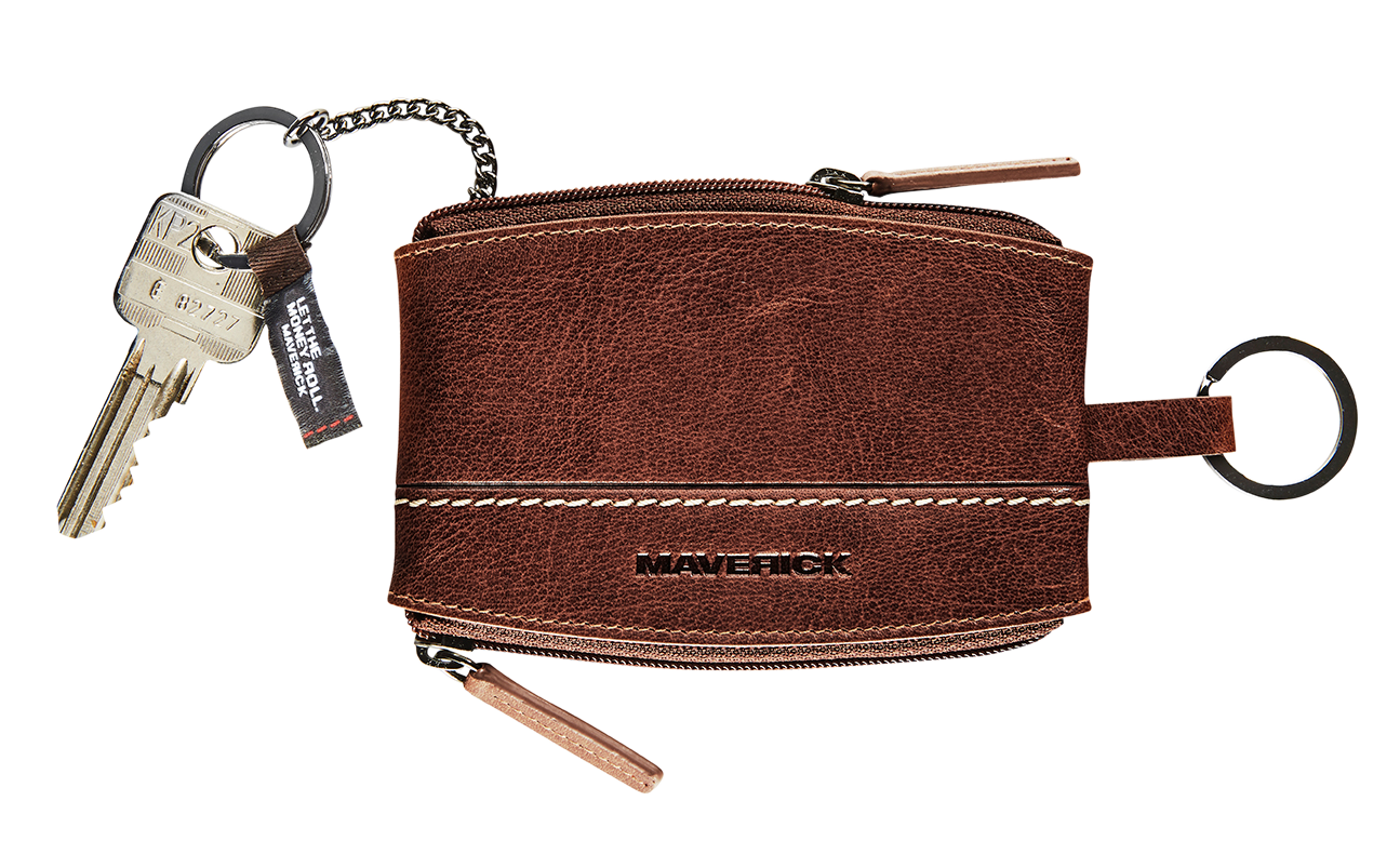 Afbeelding binnenkant van Leather double pocket coin purse - brown