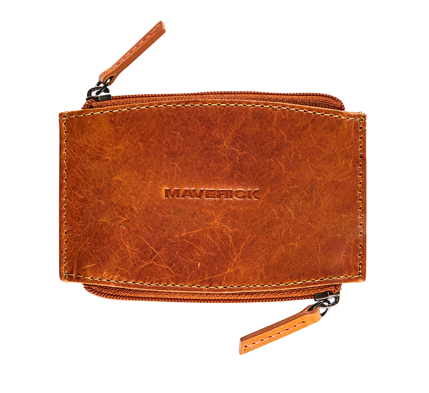 Leather double pocket coin purse