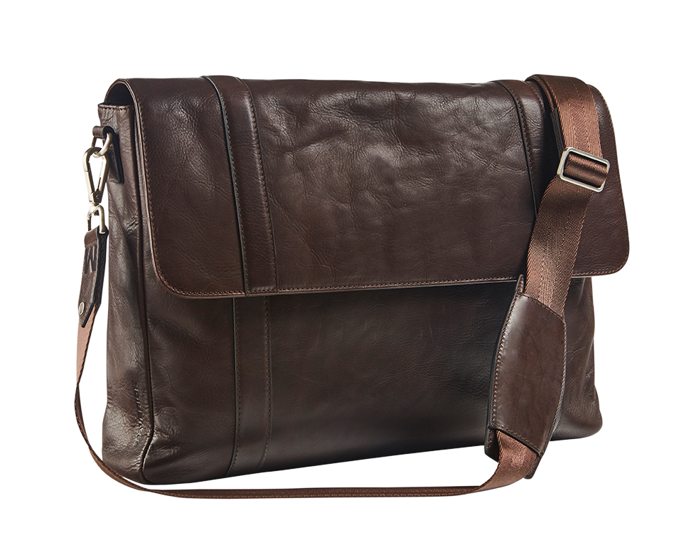 Productafbeelding Leather messenger bag with laptop pocket 15'6