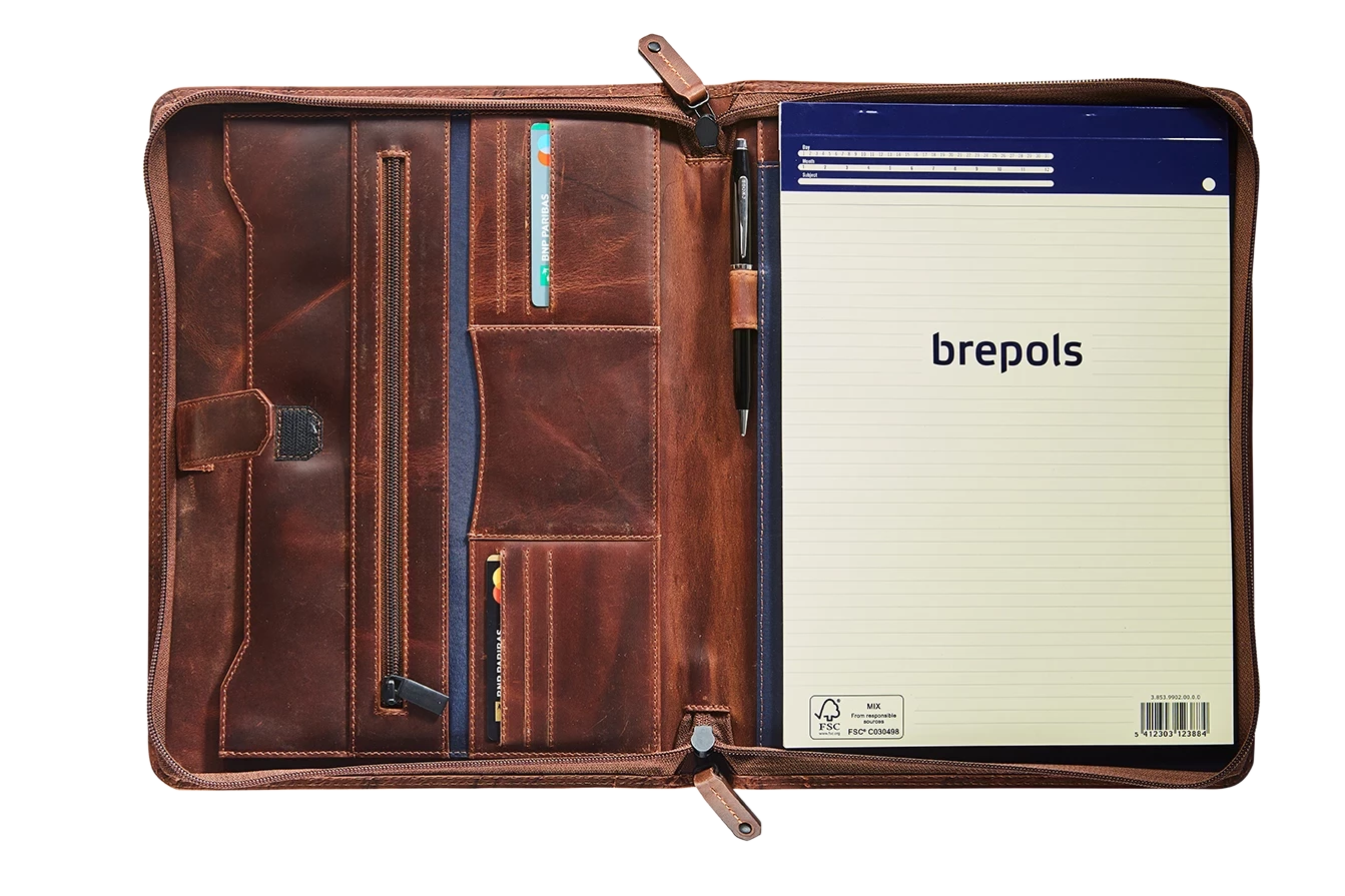 Maporganizer, A4 lederen documentenmap met memoblok Maporganizer, A4 lederen documentenmap met memoblok