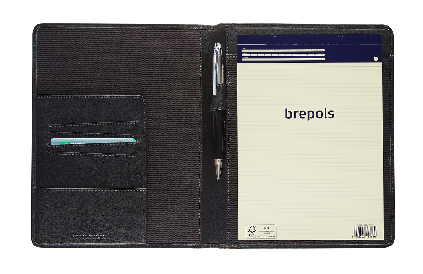 Afbeelding binnenkant van Leather A5 conference folder - notepad included