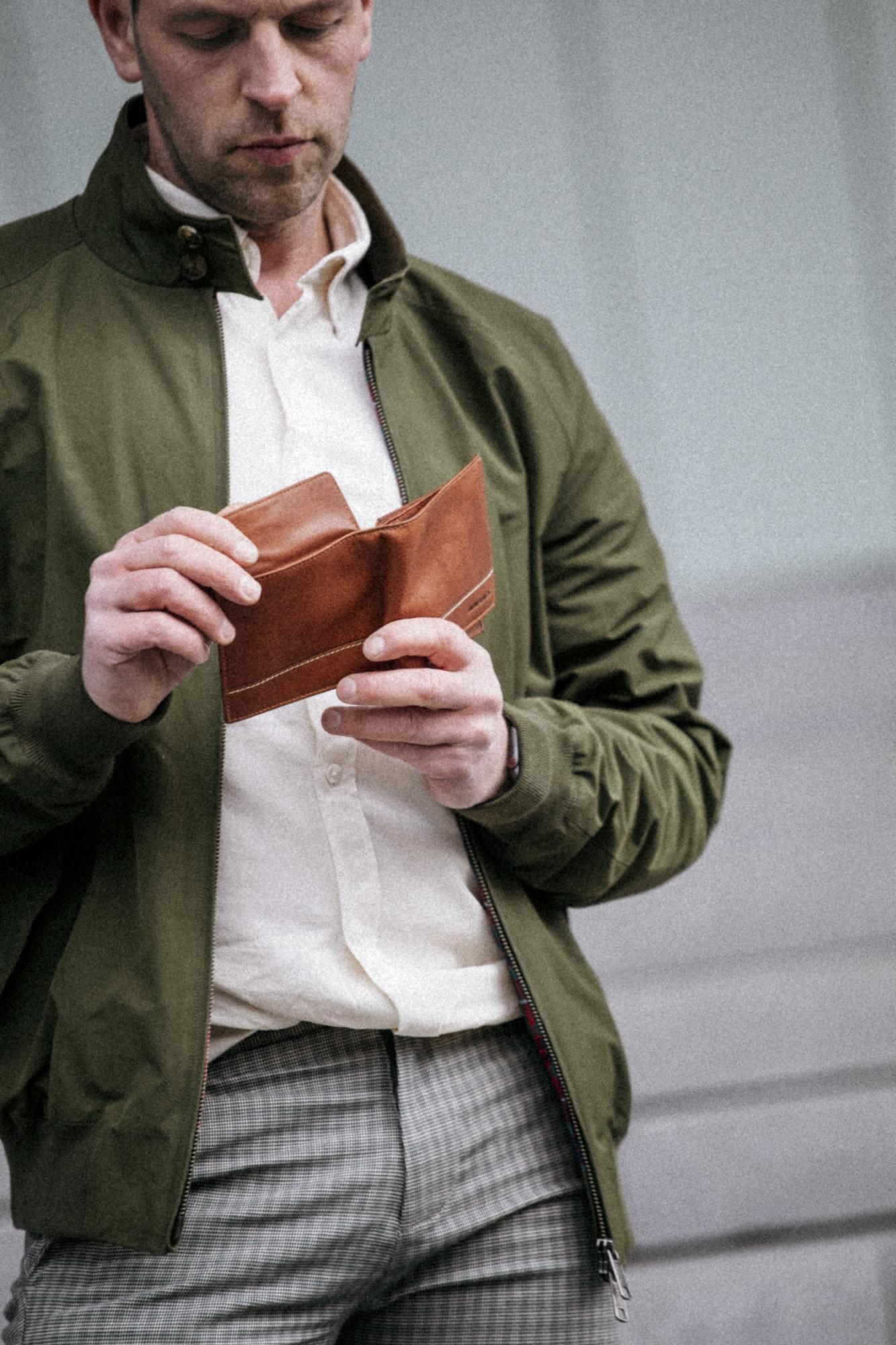 Productafbeelding Leather billfold RFID with 2 banknote pockets - cognac