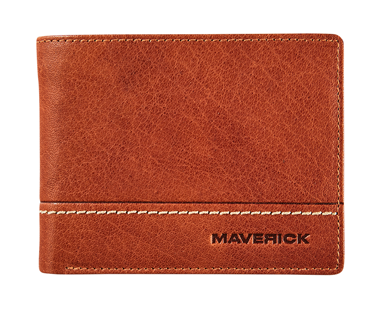 Leather billfold RFID with coin pocket - cognac
