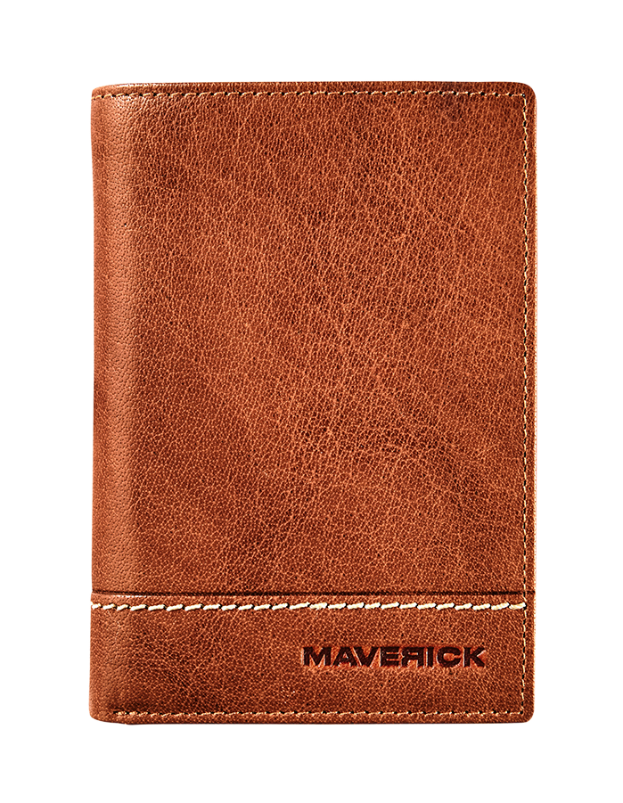 Leather wallet RFID with removable cardholder - cognac
