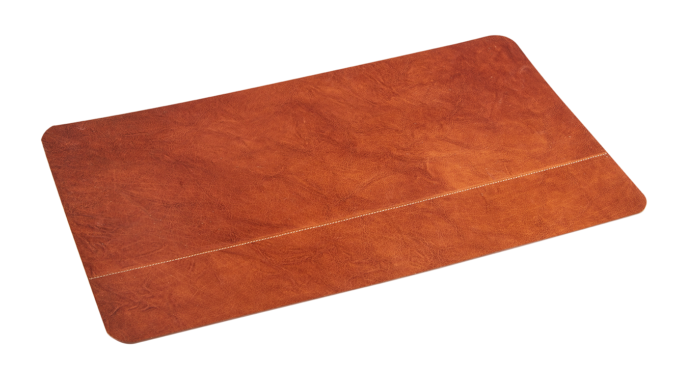 Leather desk pad - cognac