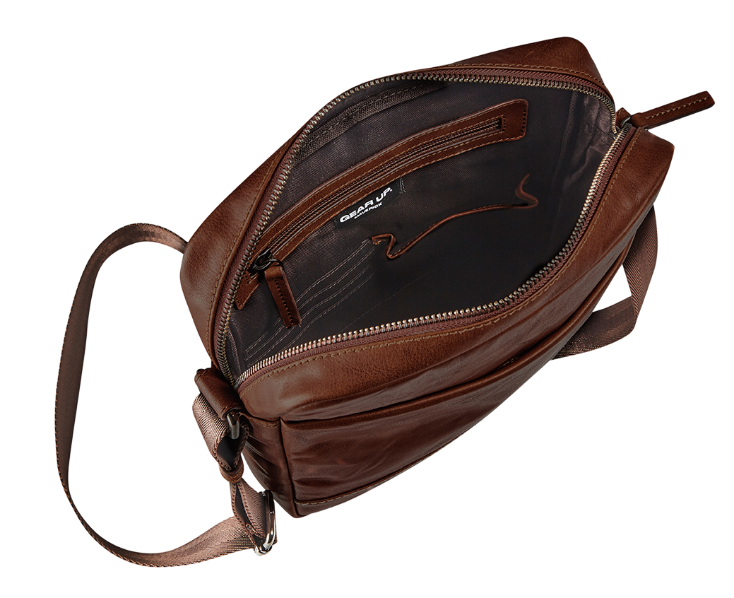 Afbeelding binnenkant van Leather shoulder bag small - brown