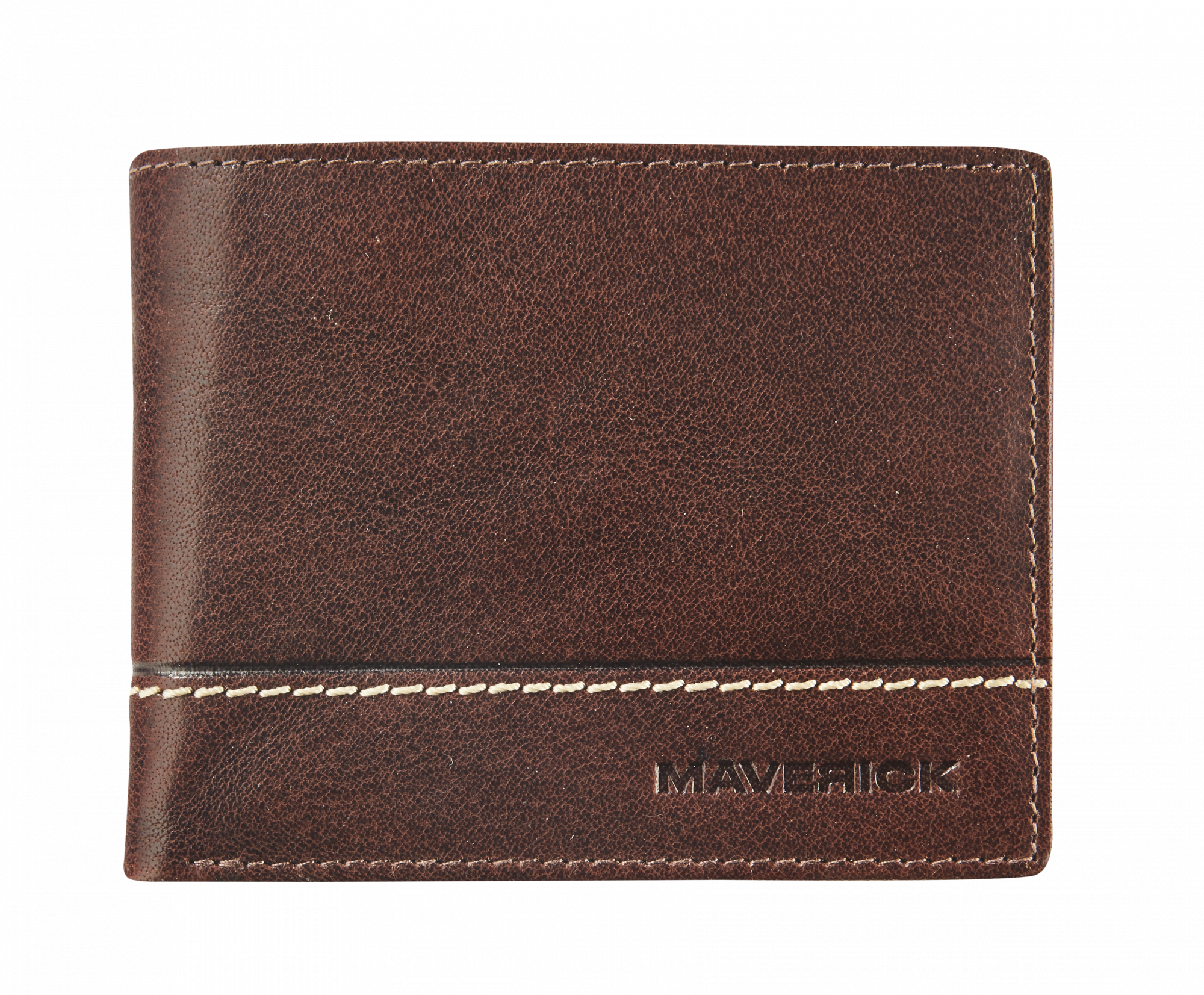 Leather compact billfold RFID with zipper - brown