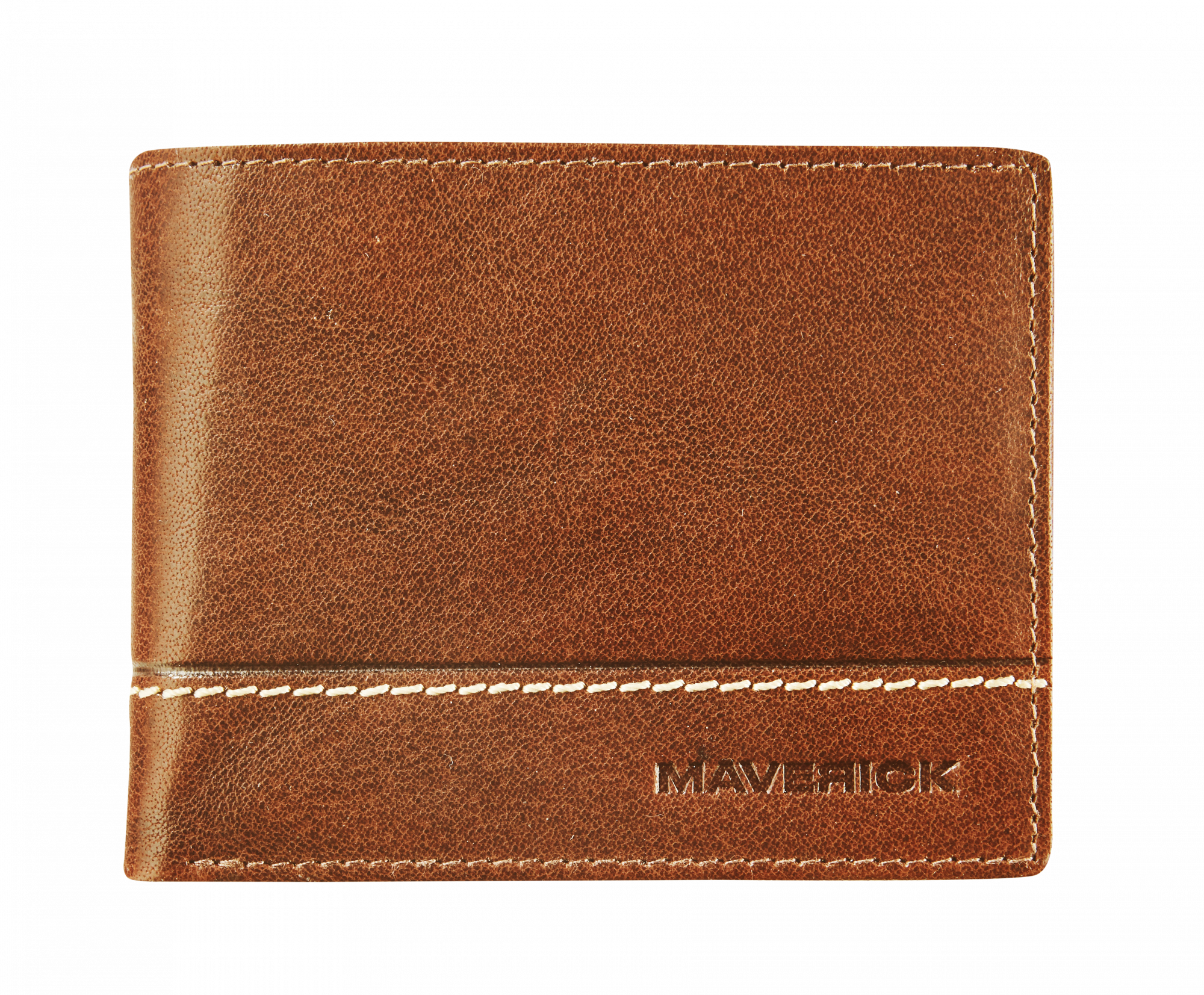 Productafbeelding Leather compact billfold RFID with zipper - cognac
