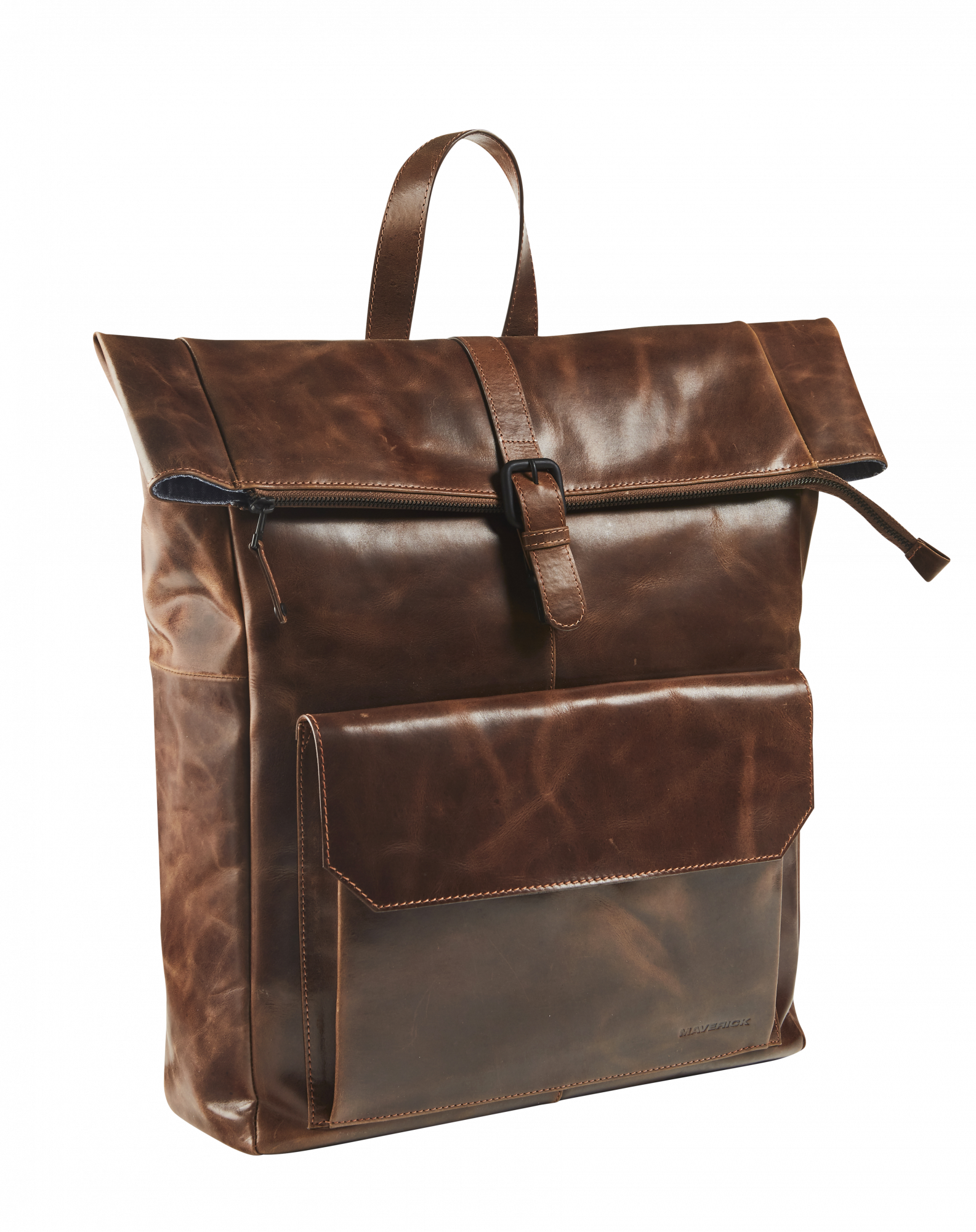 Leather rolltop backpack with laptop pocket 15'6