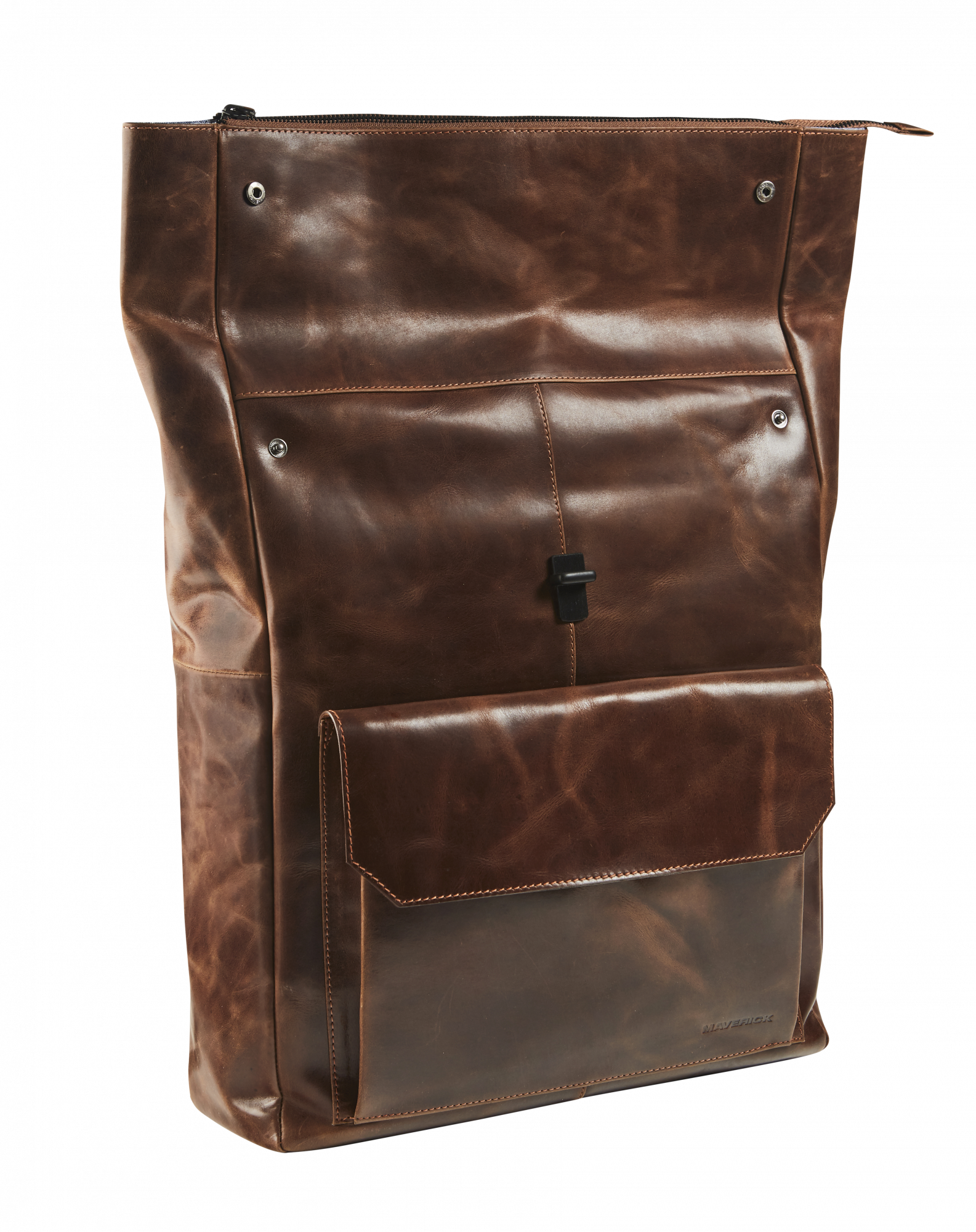 Afbeelding binnenkant van Leather rolltop backpack with laptop pocket 15'6